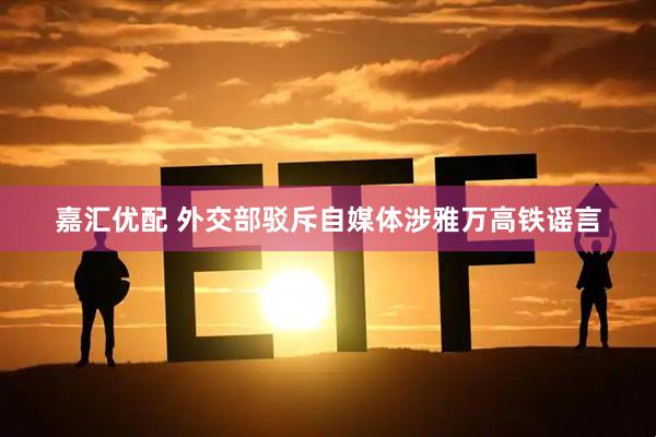 嘉汇优配 外交部驳斥自媒体涉雅万高铁谣言