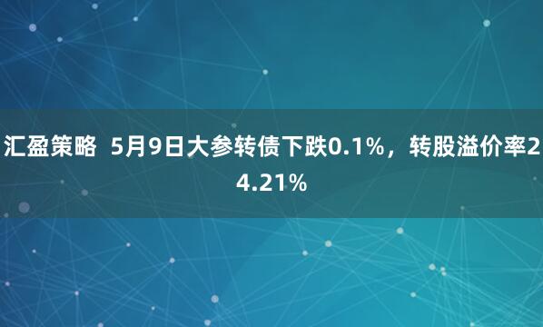 汇盈策略  5月9日大参转债下跌0.1%，转股溢价率24.21%